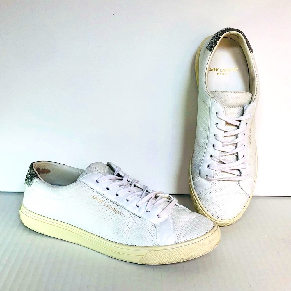 YSL Saint Laurent Andy Low Top Leather Sneakers COA 36.5 IT / 6.5 US Authentic